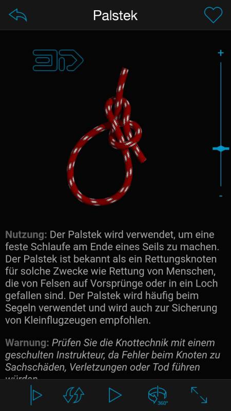 Palstek (Bildquelle: App Knoten 3D)